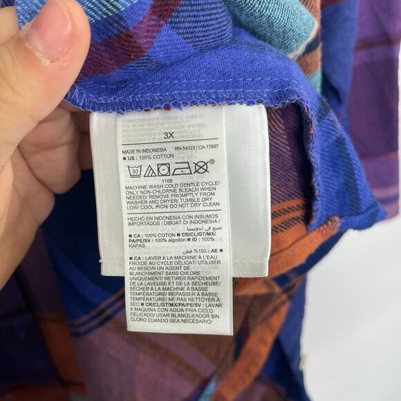 Old Navy The Boyfriend Shirt multi-color plaid flannel shirt women's 3X - Picture 8 of 11